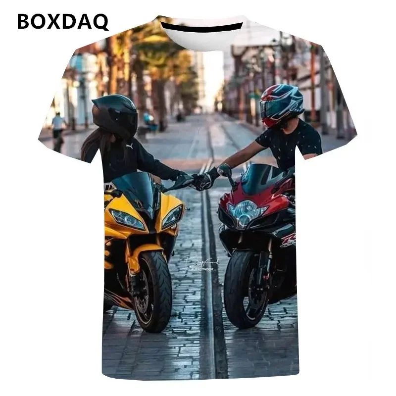 Fashion Trend Men\'s T-Shirts Cool Motorcycle Personality Street T Shirt High Quality 3D Printed Short Sleeve Male/Women Tops Tee