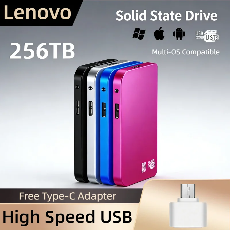 

Оригинальный портативный SSD-накопитель Lenovo 4 ТБ, USB 3.0, высокоскоростной внешний жесткий диск 2 ТБ, 8 ТБ, твердотельный накопитель для ноутбуков и ПК, для резервного хранения данных