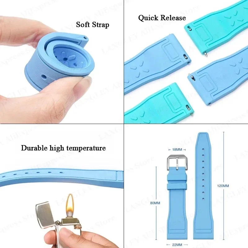 الإفراج السريع مقاوم للماء FKM الفرقة ل IWC كبير الطيار TOP GUN 20 مللي متر 21 مللي متر 22 مللي متر فلورو المطاط قبل الحجم الرياضة حزام الرجال دائم ​