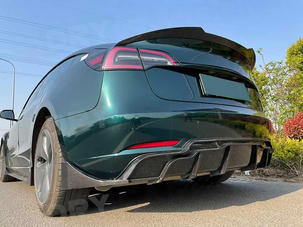 Rear Bumper Lip Chin Spoiler For Tesla Model 3 Rear Bumper Lip Diffuser Splitters Spoiler Car Styling Body Kits Accessories