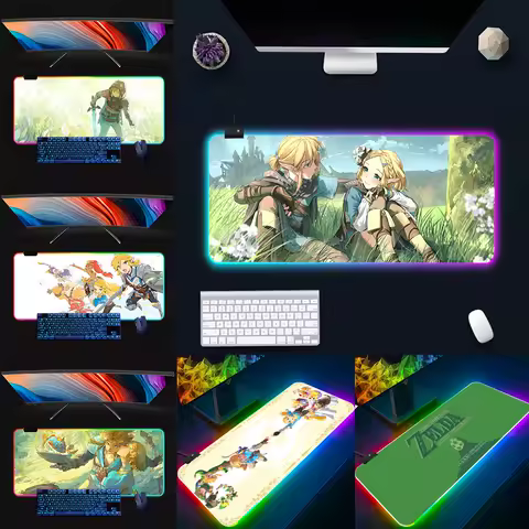 Z-zeldas of Legends RGB Pc Gamer Keyboard Mouse Pad Mousepad LED Glowing Mouse Mats Rubber Gaming Computer Mausepad