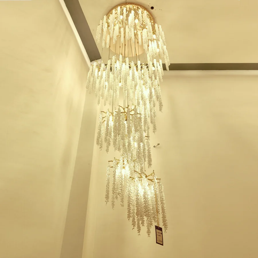 

Gold Crystal Living Room Chandelier Luxury Hotel Lobby Villa staircase Decorative light Gold/chrome branch custom lighting