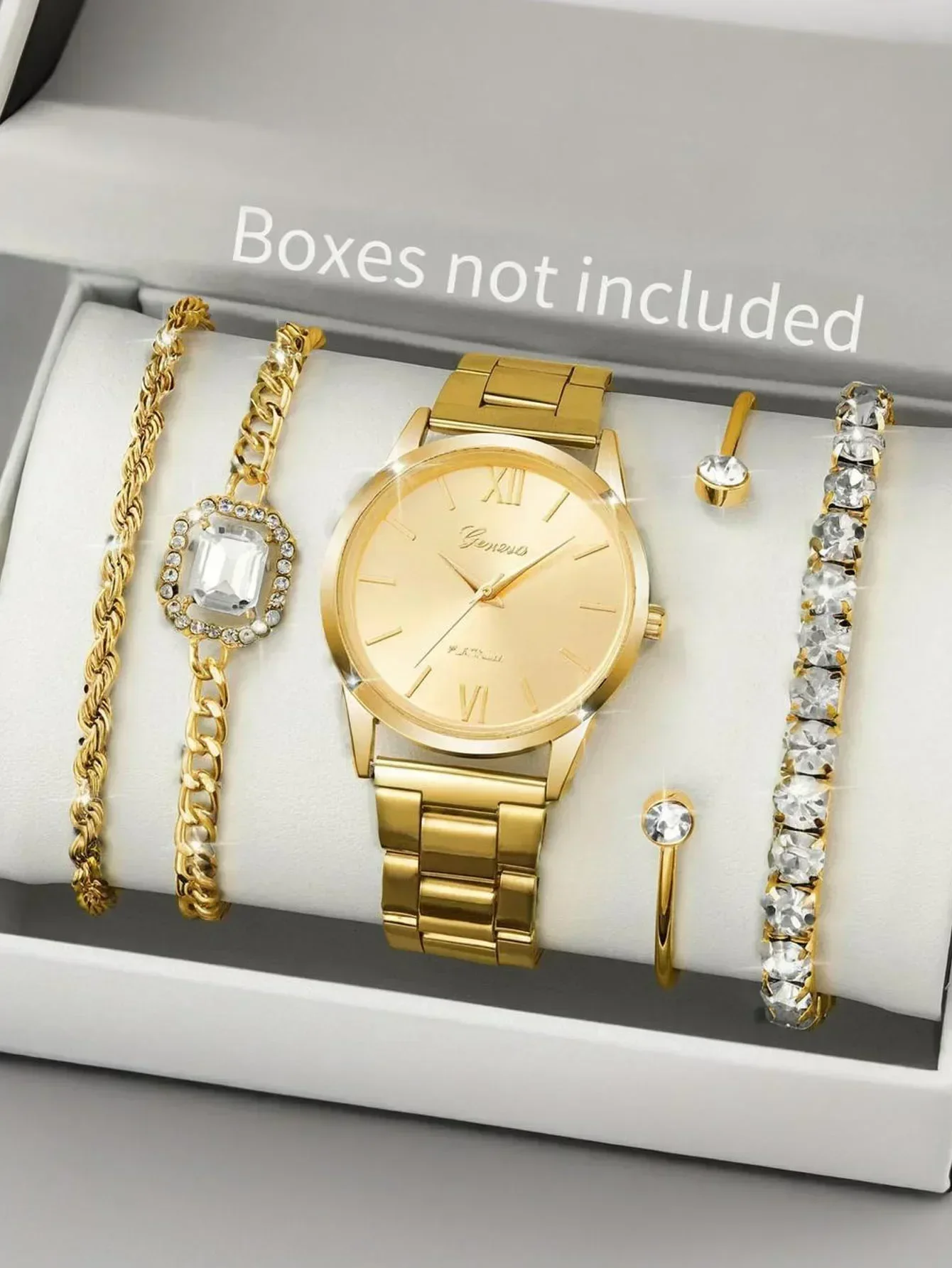 5pcs/set quartz watch set necklace bracelet ring earring exquisite jewelry setFashion Watch