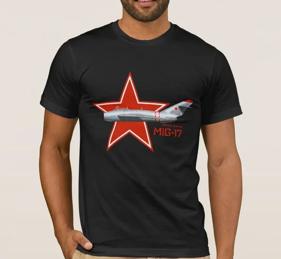 Soviet Russia Air Force MiG-17 Fighter Aircraft T Shirt. 100% Cotton Short Sleeve O-Neck Casual T-shirt Loose Top New Size S-3XL