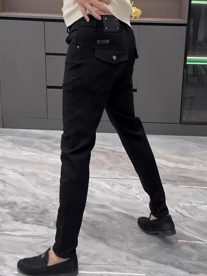 

Высококачественные модные мужские джинсы: новинка весна-осень, европейский стиль, прямой крой, стандартная талия