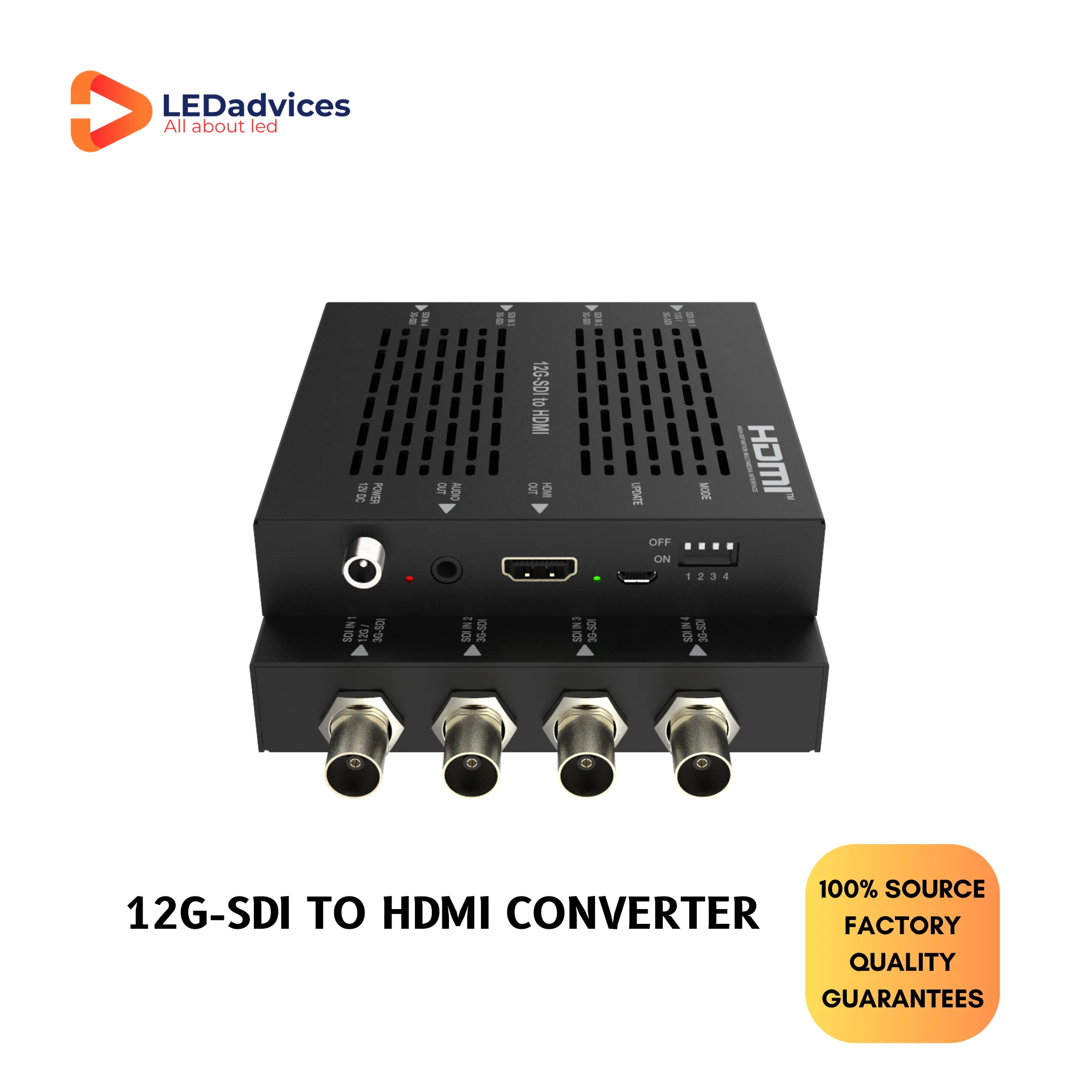 12G-SDI to HDMI Converter Camera to TV Meeting Big Conference Show SDI BNC HDMI Audio Output 480i ~1080p50/60Hz, 4Kx2K@24/30Hz,