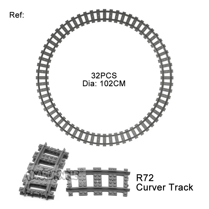 MOC City Bricks Train Flexible Construction Parts Railway Curve Track Building Blocks Model Accessories Compatible with 53401