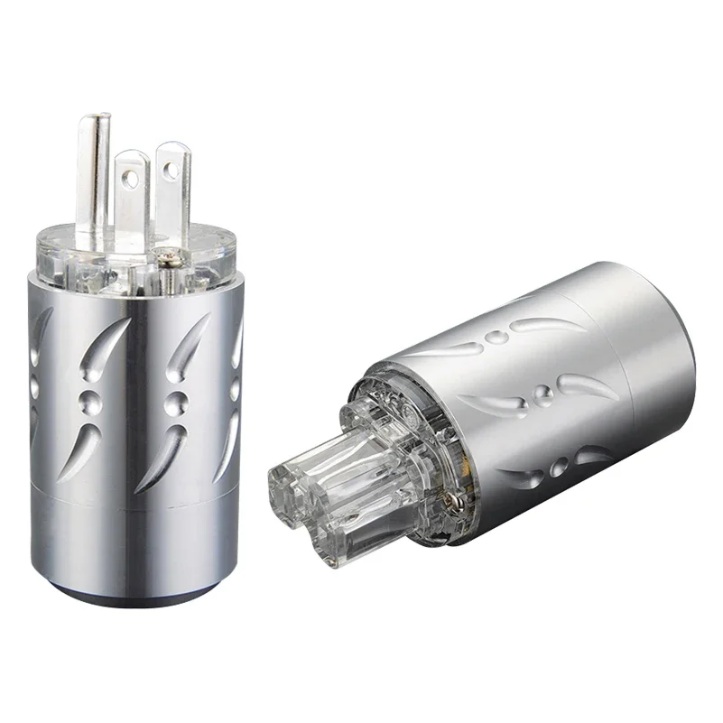 One pair Viborg VM512R+VF512R US power plug 99.998% copper Rhodium plated AC power plug with IEC plug