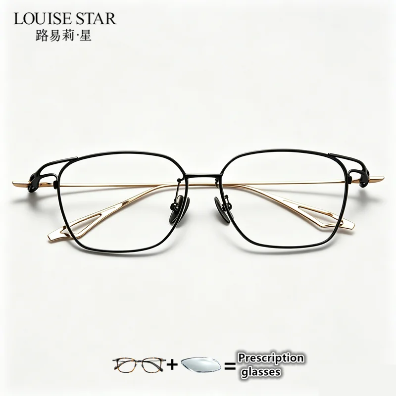 Business Men's Myopia Full Frame Pure Titanium Eyeframe Large Frame Retro Classic Prescription Eyeframe Customizable
