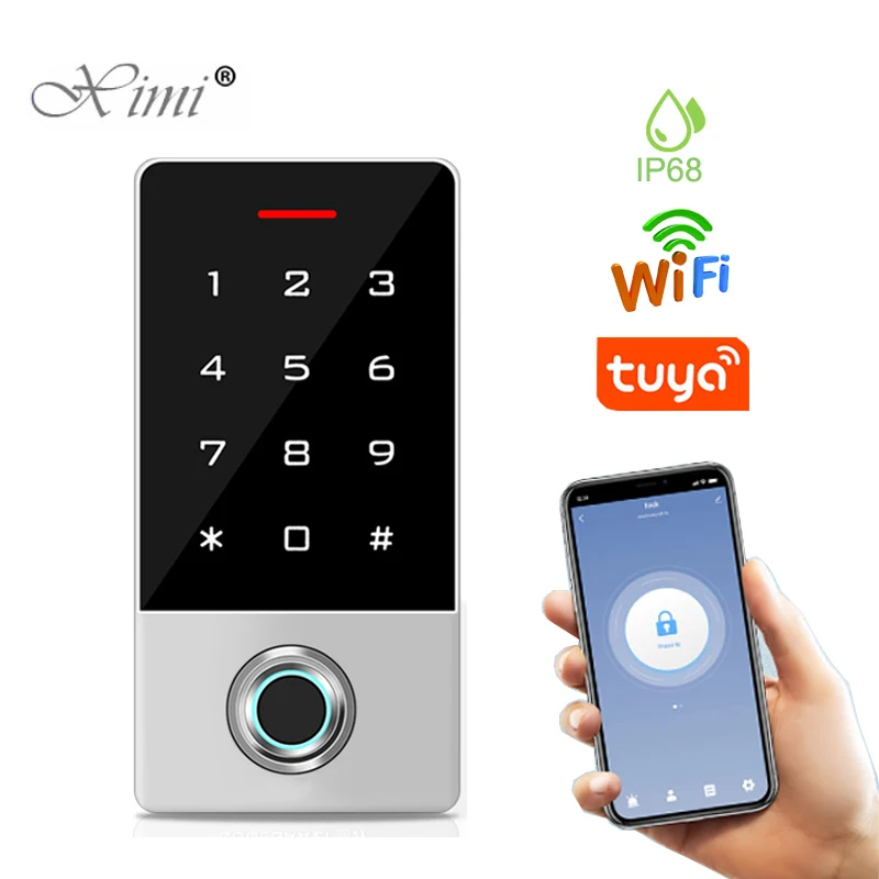 New WIFI Tuya APP IP68 Waterproof Biometric Fingerprint RFID Card Door Access Control System Standalone Access Controller