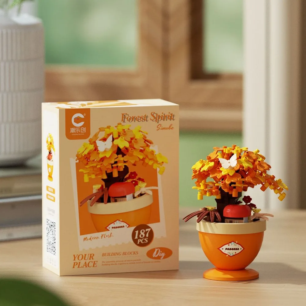 

DIY Flower Potted Building Block Home Desk Plant Decor Girl Brick Children Toy Succulent Potted Model Educational Toys