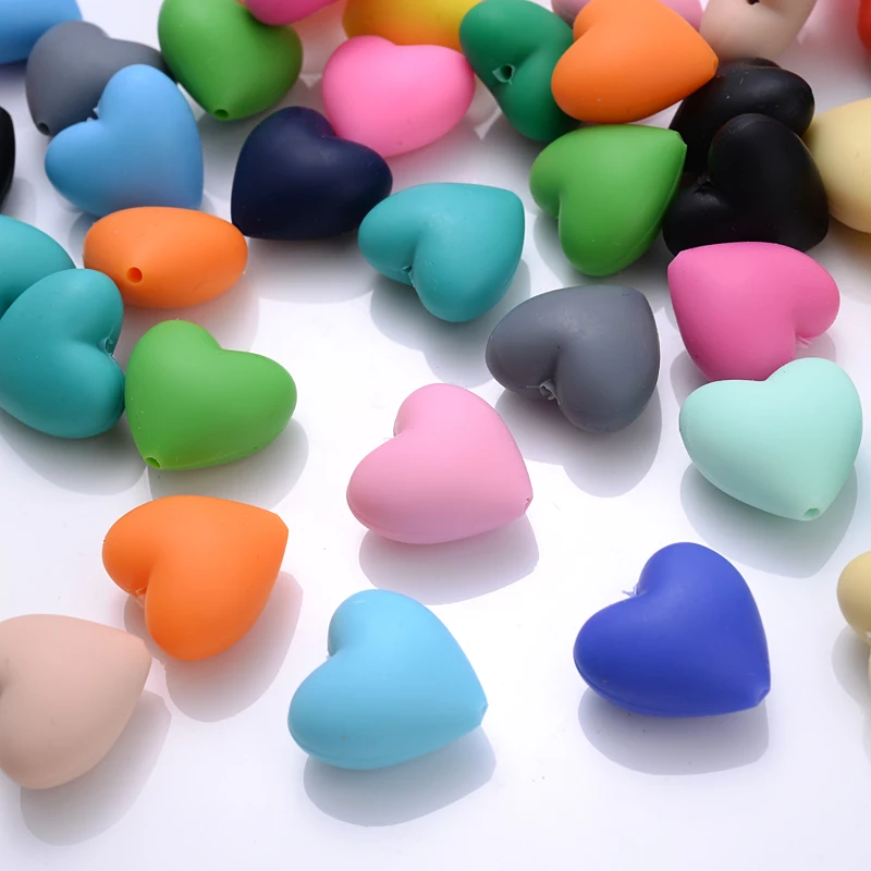 10/20Pcs Heart Silicone Beads 18x20mm Baby Food Grade Teether Beads for Jewelry Making Chewing Pacifier Clip Findings BPA Free