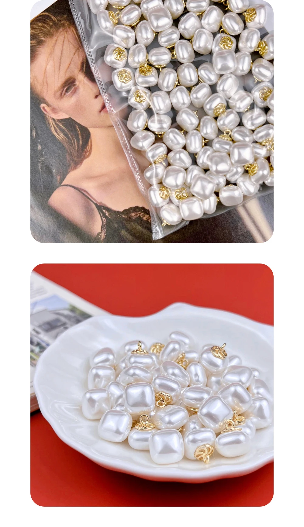 10 Stück Perlenknöpfe zum Nähen von Kleidung, DIY-Handwerk, hochwertige künstliche Perlen aus Metall, dekorativer Knopf, Kleidungszubehör – Detail 4
