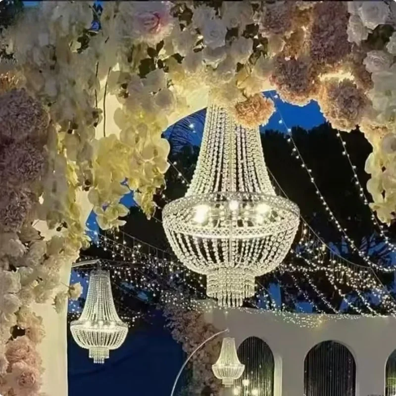 

Outdoor Wedding Luxury Decoration Chandelier, Home Party Event Stage Ceiling Crystal Hanging Centerpieces Props Decoration