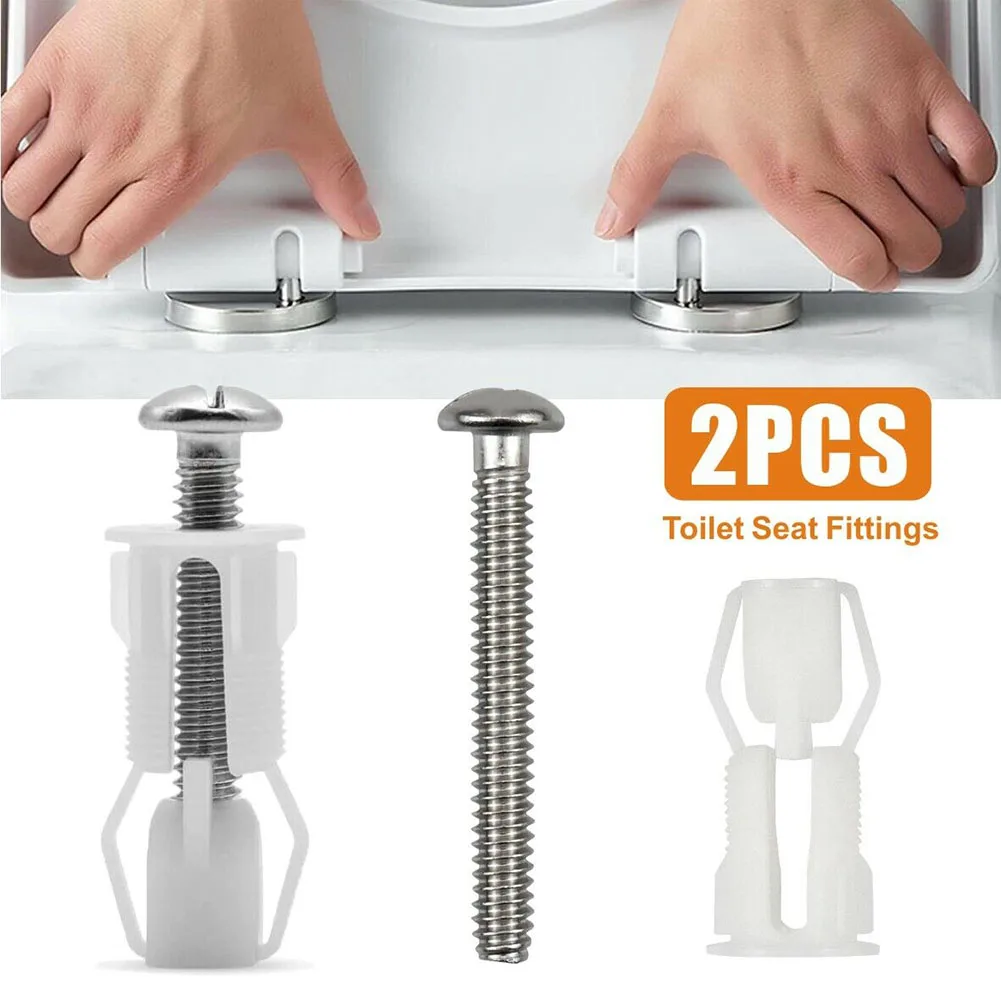 2pcs Toilet Seat Hinges Screws Toilet Seat Cover Close Top Fix Screws Nut Lid Pan Fixing Hinges Fitting Bathroom Accessories