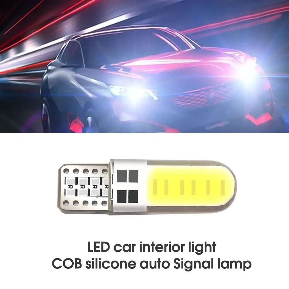 10Pcs Silicone Gel COB Auto LED Car 12V T10 W5W Wedge Side Parking Read Bulb Signal Lamp Clearance Door Light 12 SMD Chips image 5