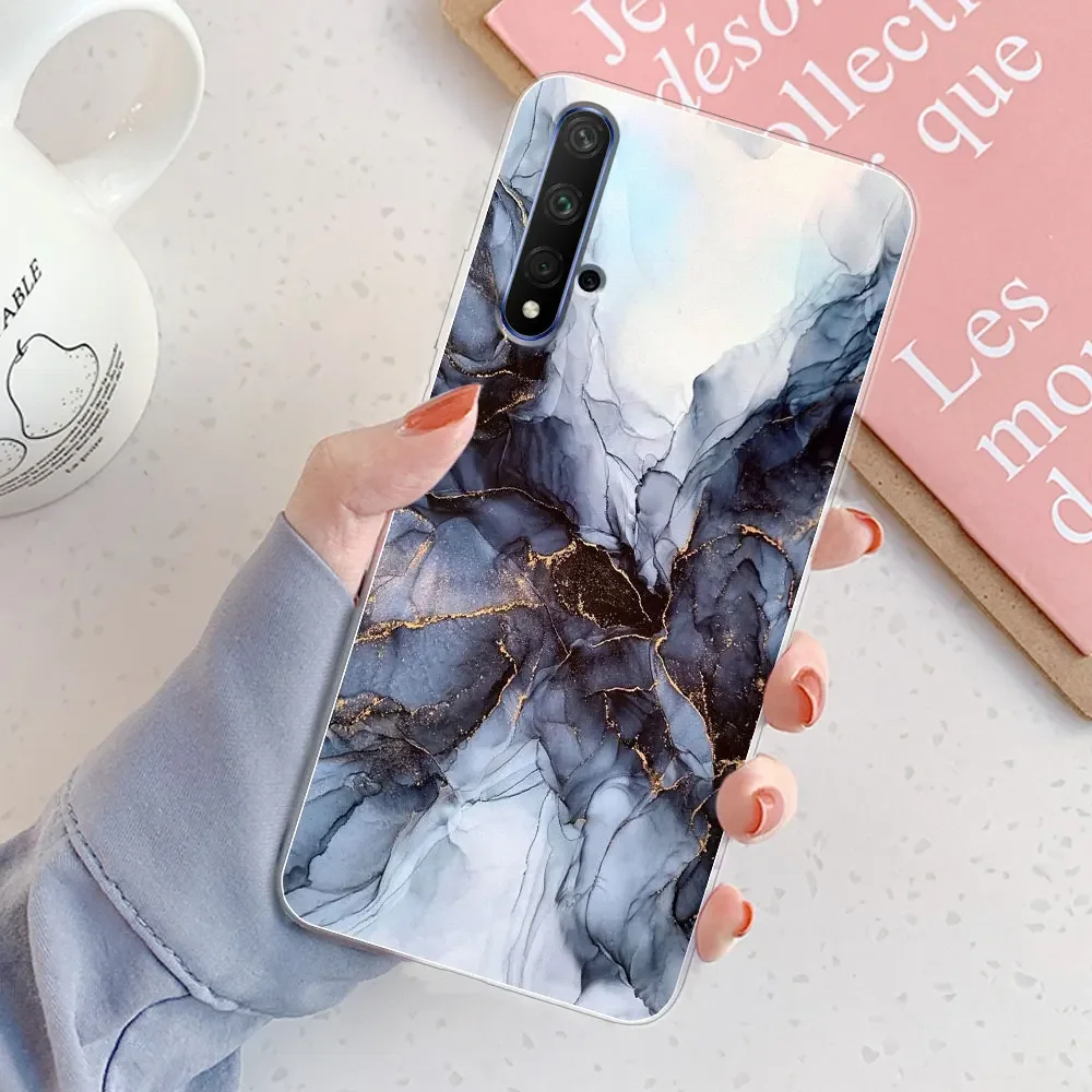 For Huawei Honor 20 Case Cover Nova 5T 6.26 Inch Chic Girl Marble Silicone Clear Phone Case For Honor 20 Protective Bumper Funda