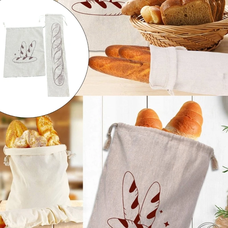 Multi purpose Linen Drawstring Bag Versatile Storage Container Linen Drawstring Bag for Bread and Fruits B03E