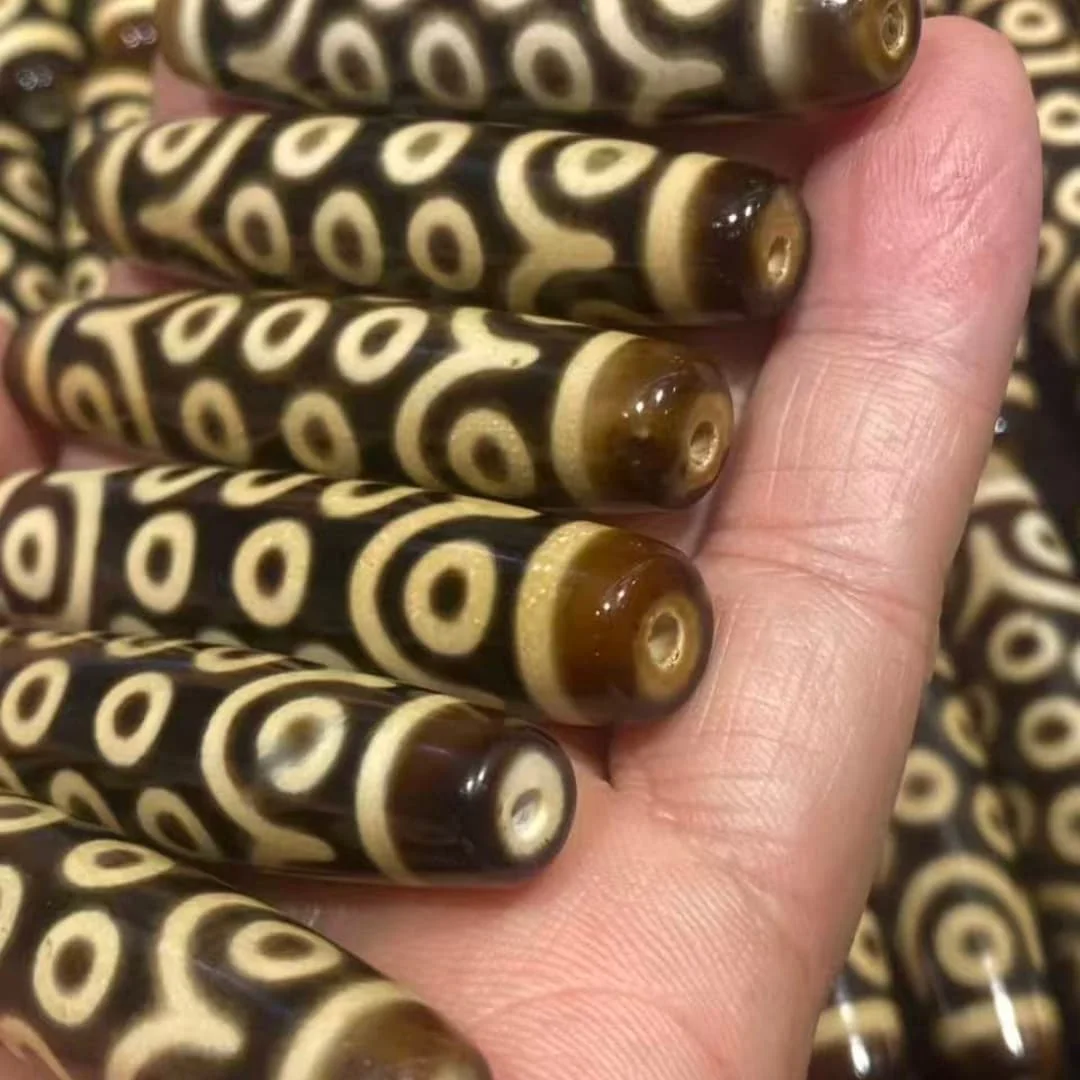 50pcs Special offers on benefits yellow teeth Zhang Kui solid style whitening brown coffee head agate Dzi bead multi-eye pattern
