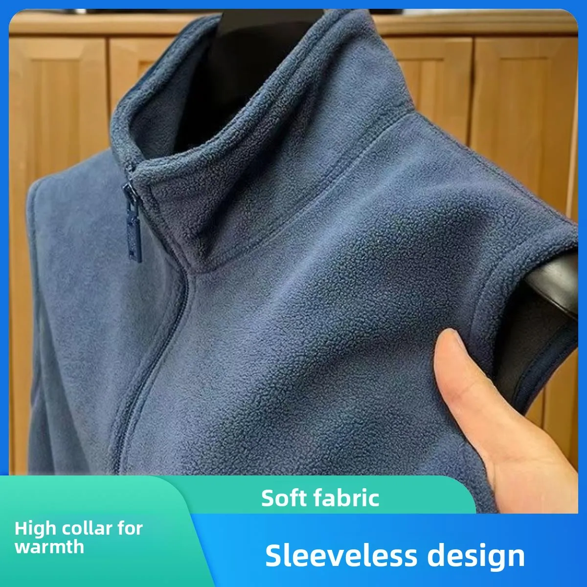 

Men's Double-Sided Fleece Vest Stand Collar Half Zipper Warmth plus Size Sleeveless Jacket Sport Style Asymmetrical Design
