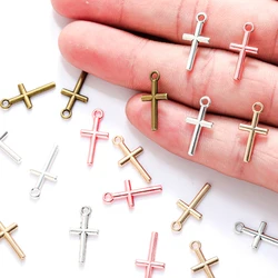 75pcs 6color cross Charm for Earring necklace Metal Pendant Fit bracelet necklace earring Jewelry making 18*9mm T56