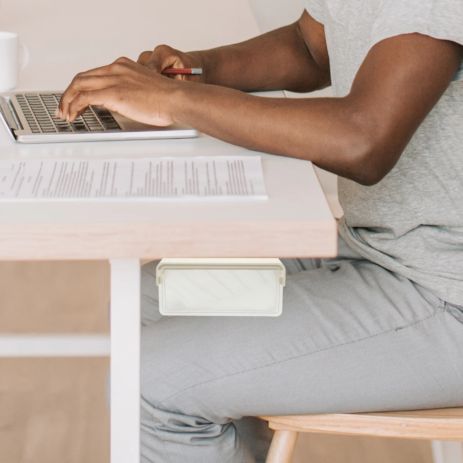 درج منظم تحت المكتب، صينية سطح مكتب قابلة للتوسيع للقرطاسية وأشتات تحت درج المكتب ومنظم سطح المكتب #5