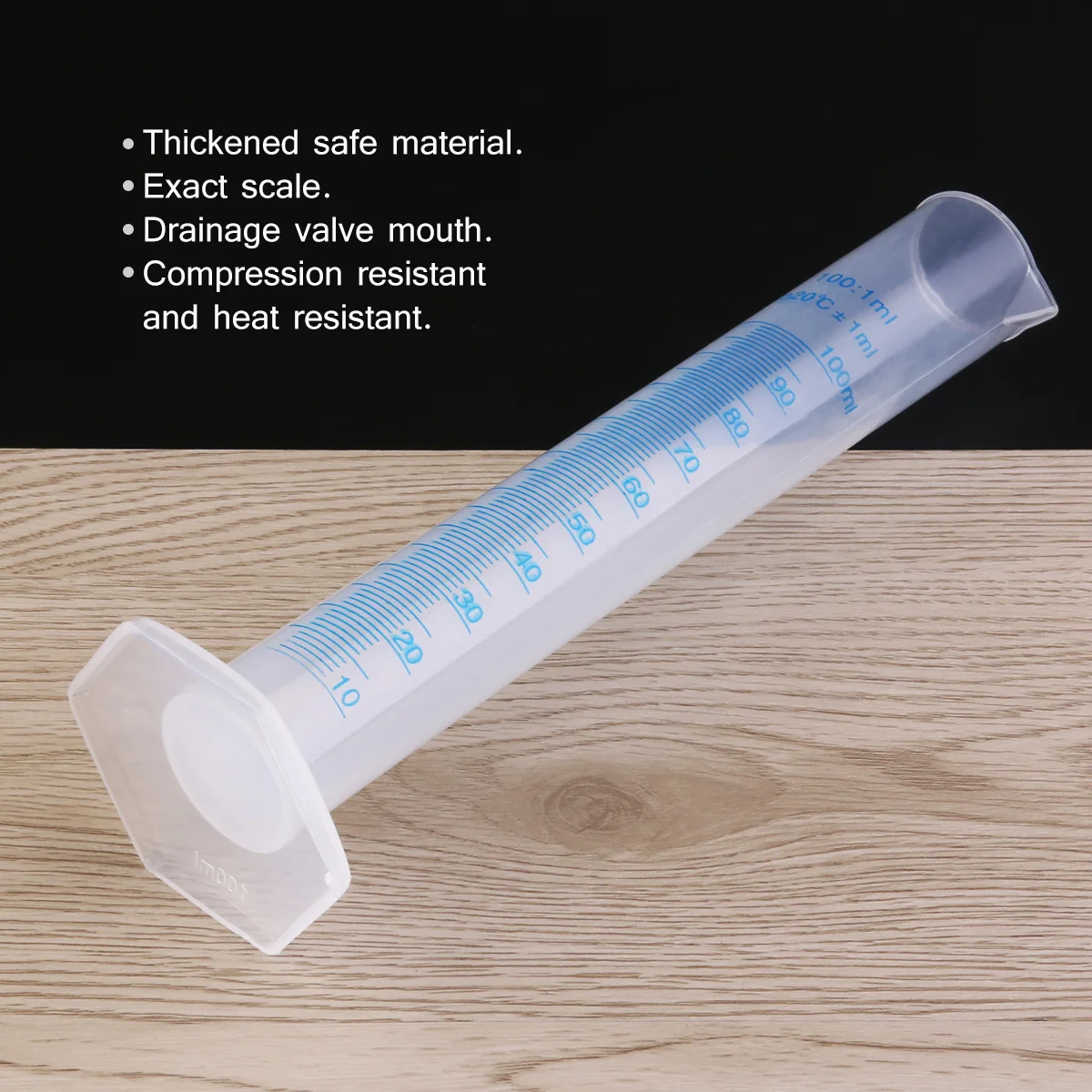 100Ml Plastic Graduated Measuring Cylinder Transparent Food-Grade Polypropylene Lab Test Resistant To Acids Bases Solvents