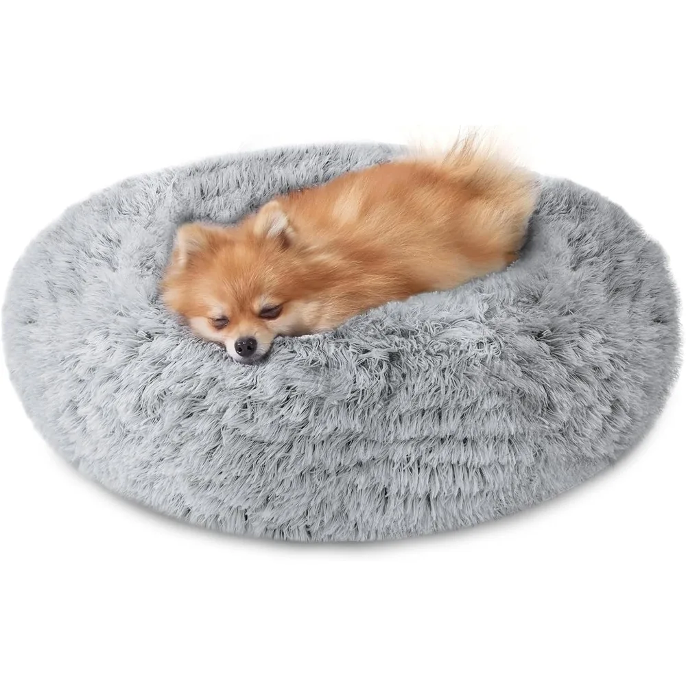 

Small Indoor Cat and Dog Bed, Donut-shaped, Warm and Soft, Non-slip Bottom, Round and Fluffy