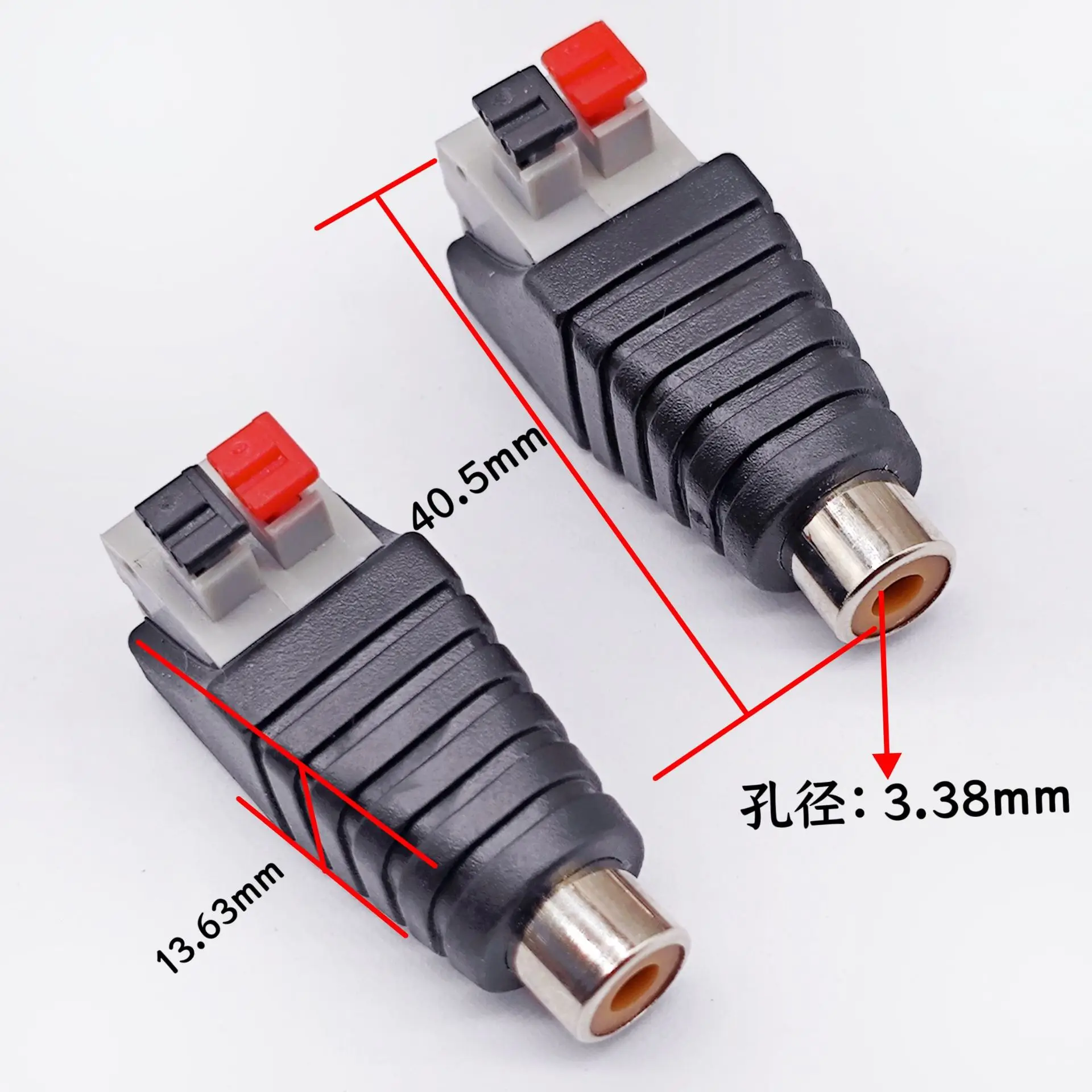 Press-Type RCA Female Connector, Solder-Free AV Audio Jack for Speakers & Monitors