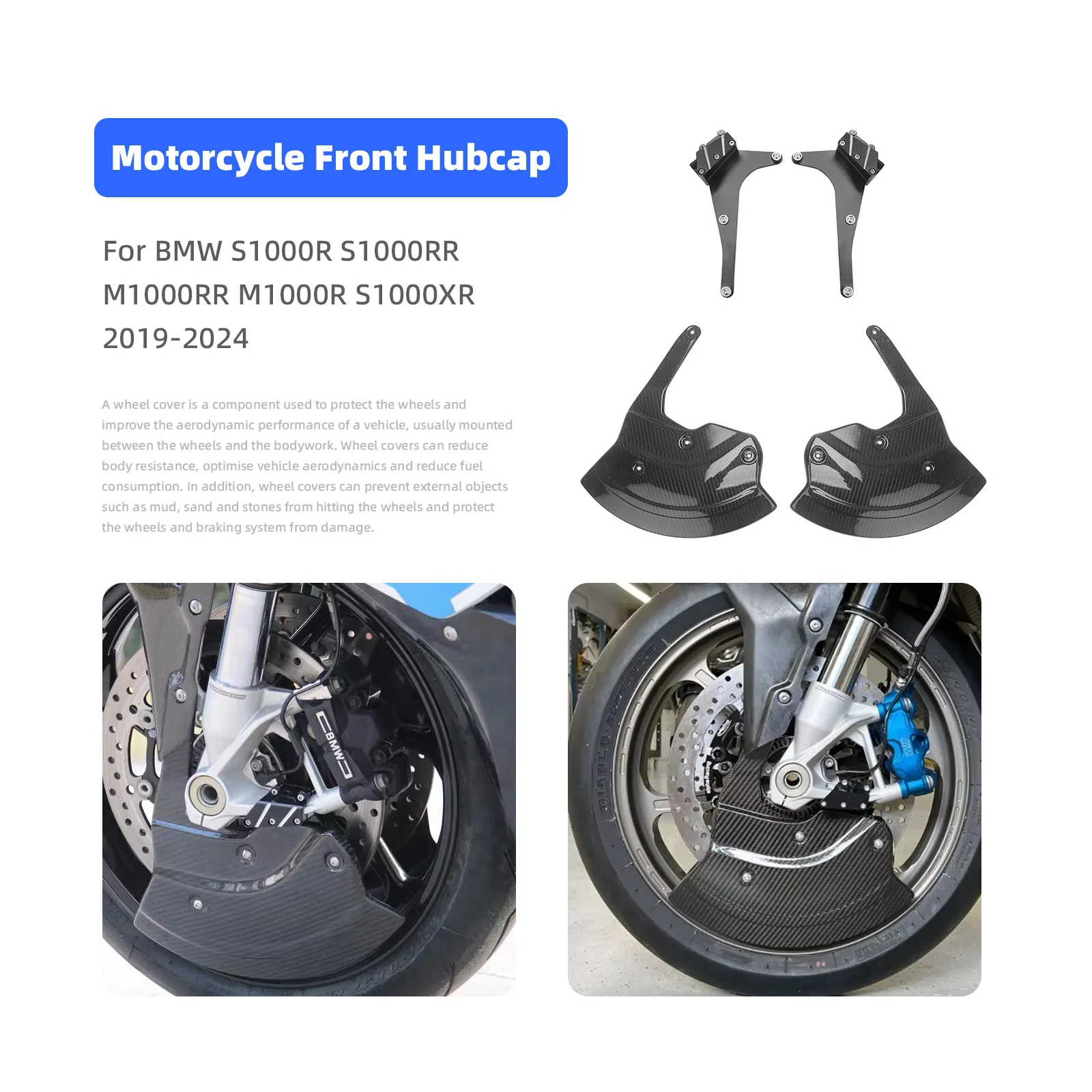 Carbon Fiber Material For BMW S1000R S1000RR M1000R M1000RR S1000XR 2019-2024 Front Fender Wheel Cover Motorcycle Accessories view 2