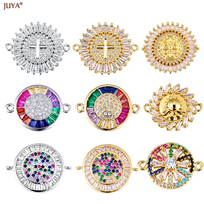 JUYA Luxury Crystal Connectors Plated 18K Golden Silver Copper Zircon Fastenings For DIY Jewelry Making Bracelets Accessories
