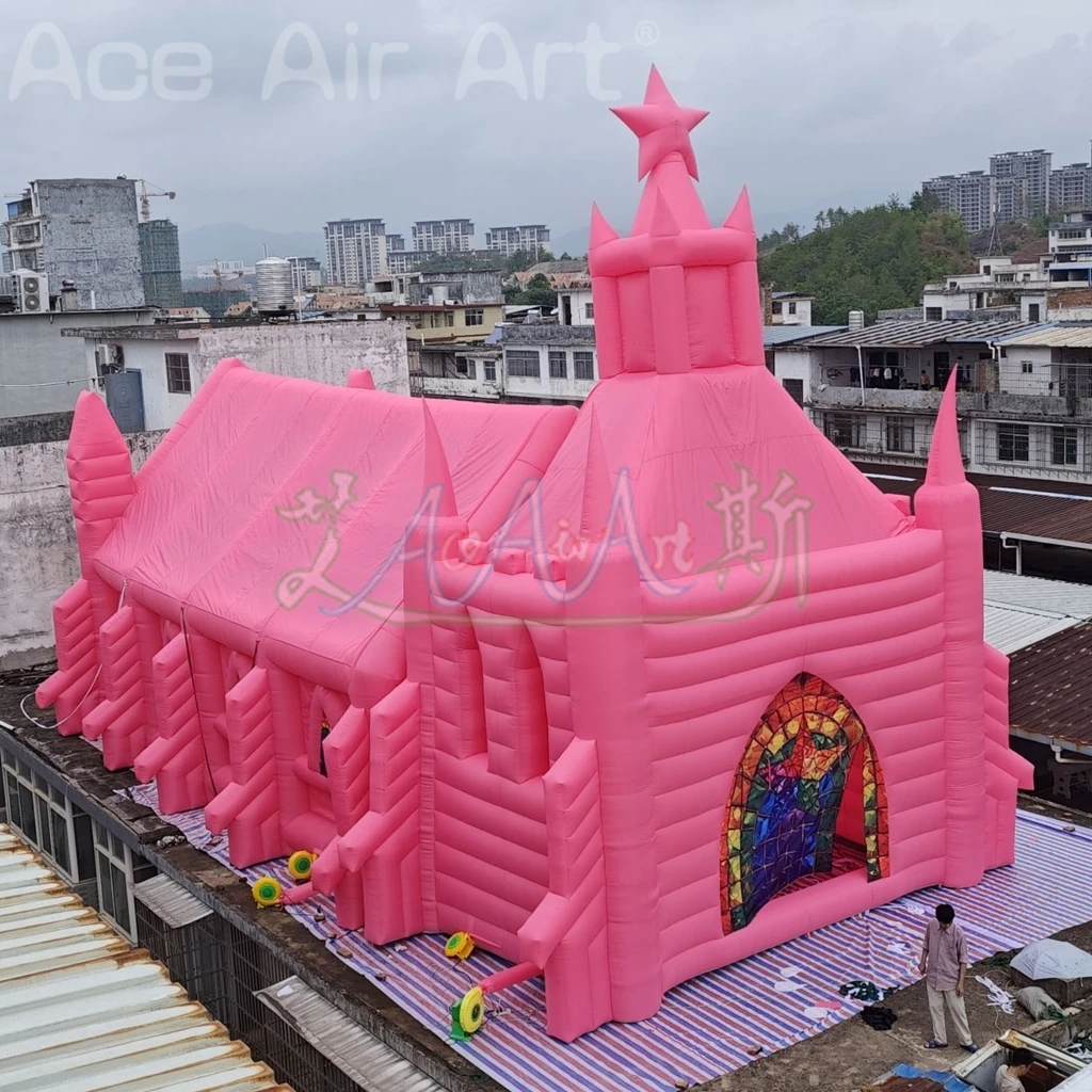 Portable Commercial Wedding Inflatable Church Giant Inflatable Church Inflatable Pink Church Tent, Giant Inflatable Wedding Tent