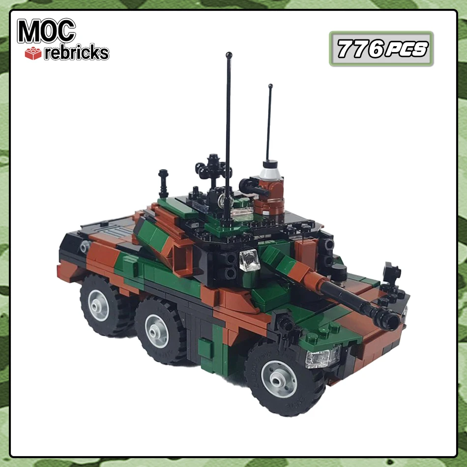 WW 2 Military Series Ebrc Jaguar Mini Building Blocks Model Armored Reconnaissance Vehicle Assembly Bricks Toy Kid Holiday Gifts