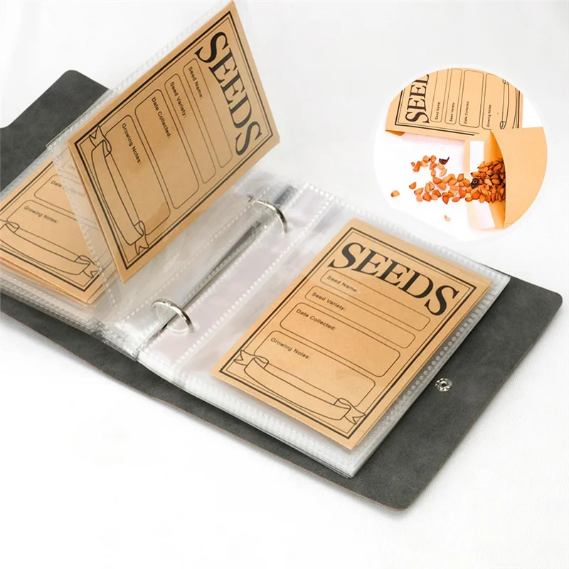 Seed Storage Organizer 50 Pockets Seed Binder With Sealing Seed Envelopes Seed Packetab13