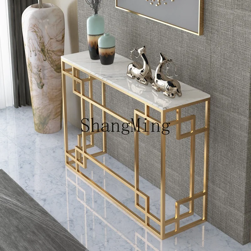 

FG wrought iron entrance table modern simple entrance table strip case sofa wall light luxury table