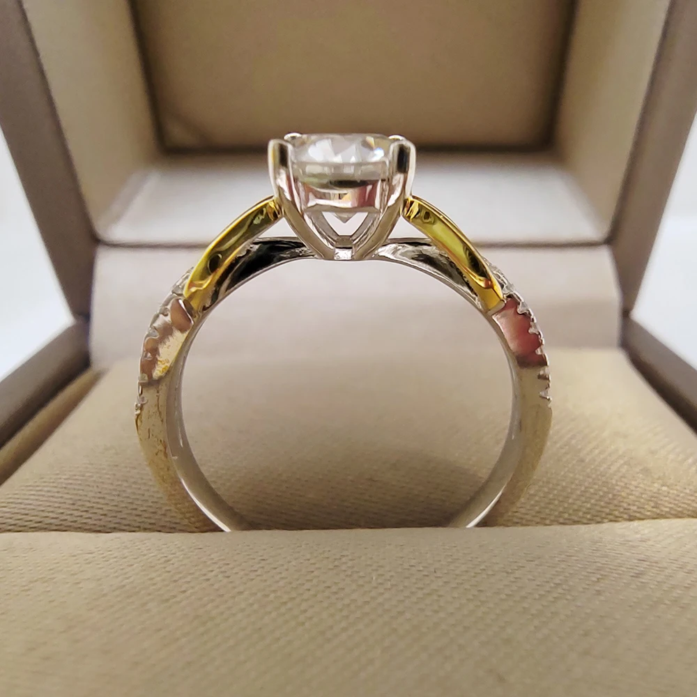 Luomansi D VVS Moissanite Silver Ring 1 Carat 6.5MM with Certificate 100% - S925 Fine Women Jewelry Anniversary Gift