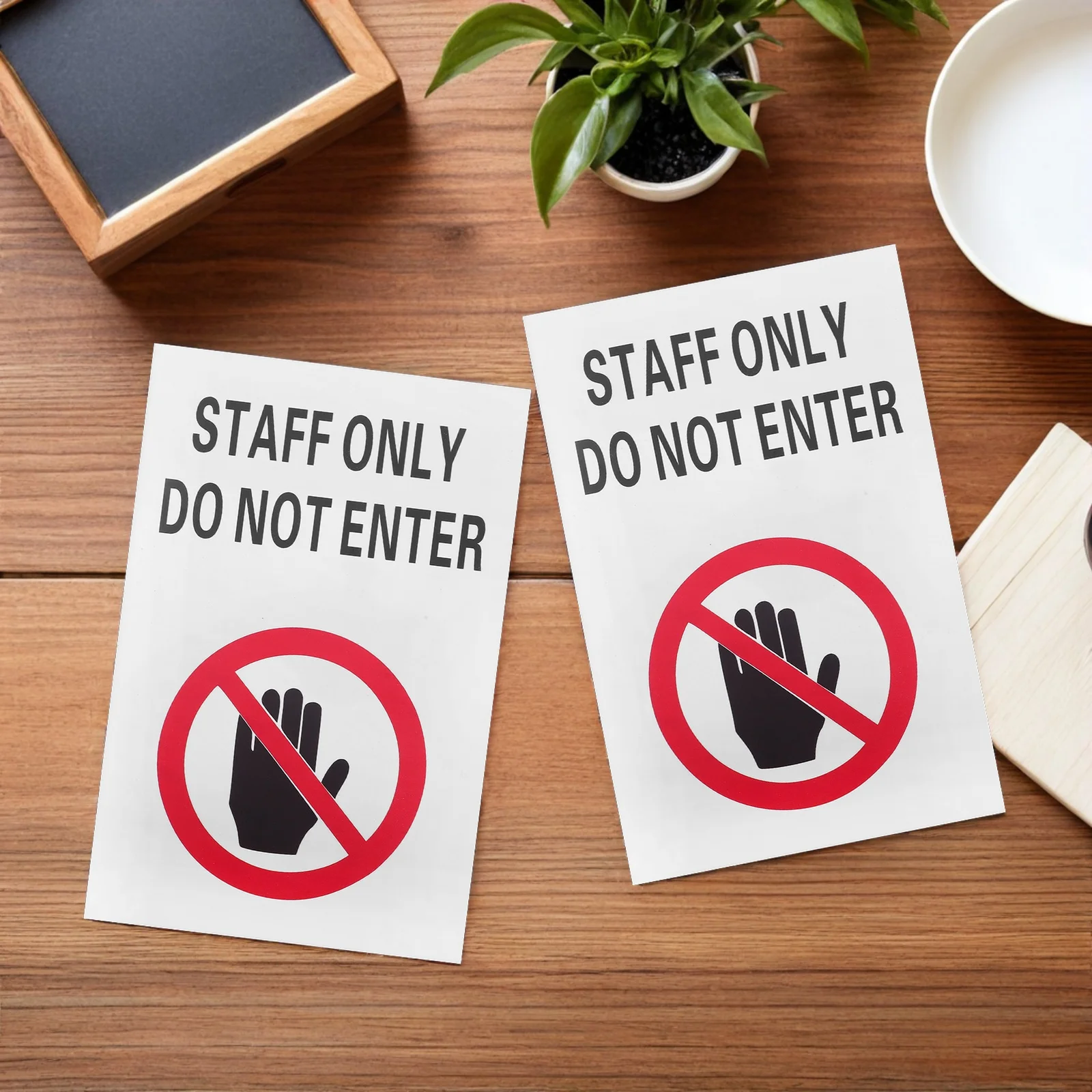 2Pcs Security Caution Do Not Enter Warning Sign Self Adhesive Decal Access Control Private Property No Trespassing