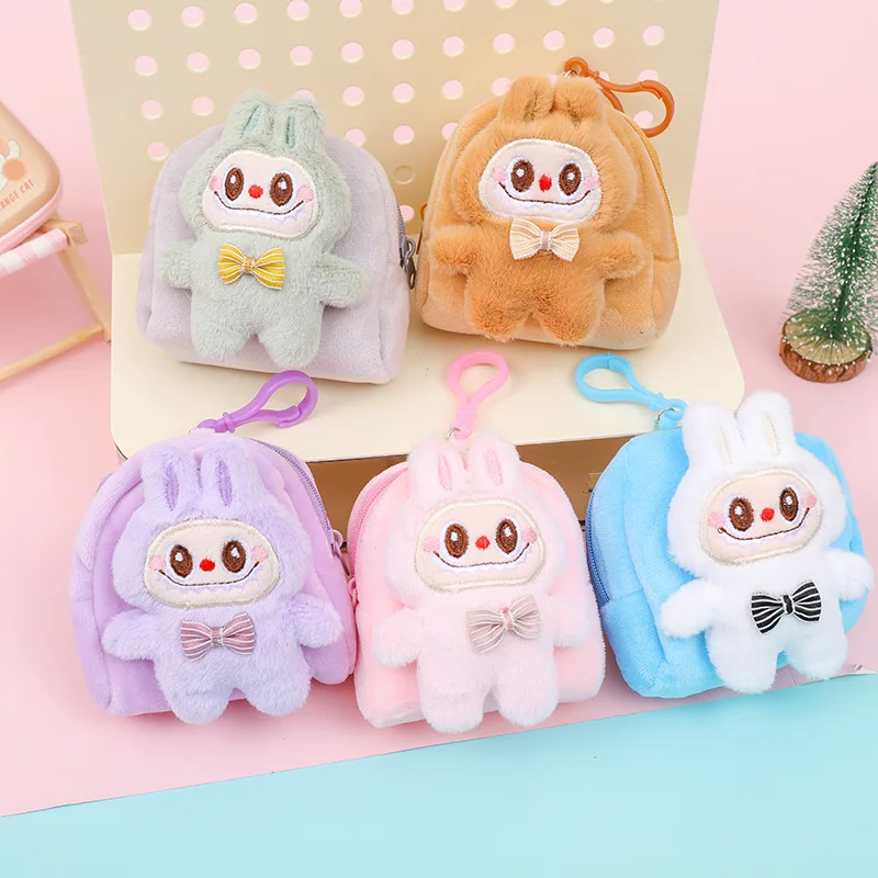 Cute Plush Doll Labubu Coin Purse Kawaii Labubu Earphone Protective Case Fashion Backpack Pendant Soft Toys Child Holiday Gifts