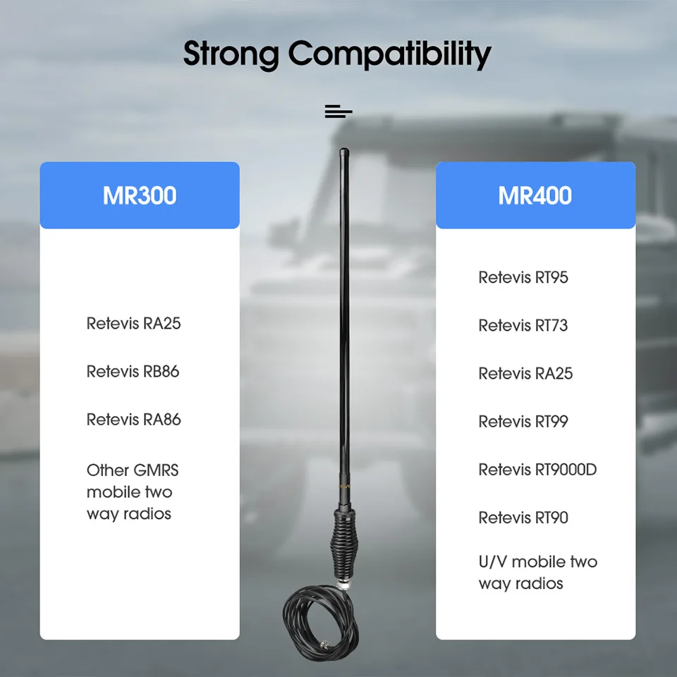 Imagem -05 - Retevis Mr400 Antena Automóvel Frp Anticolisão Antena Dual Band Vhf Uhf Sl16-j para Retevis Rt95 Rt73 Ra25 Rt90 para Camping Off-road ao ar Livre rv