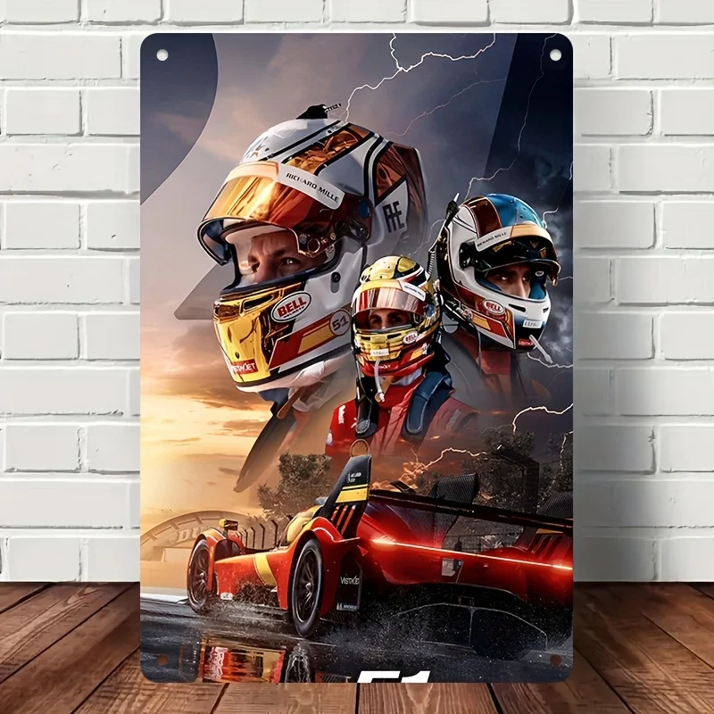 Vintage Monaco Canvas Art Print - Retro Metal Sign with Dramatic Car & Driver Illustration, Perfect for Enthusiasts Home D