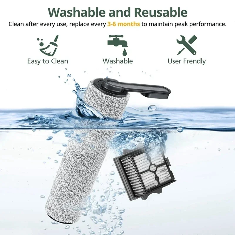 Zachte rolborstel en Hepa-filter voor Tineco iFloor ONE S5 Vervanging Nat en droog wassen accessoires Stofzuiger reserveonderdelen