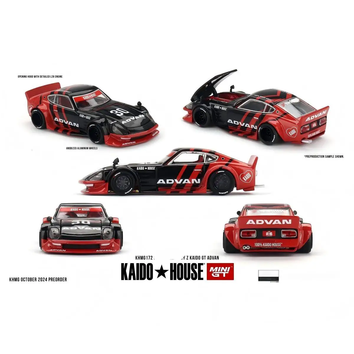 

MINI GT 1/64 Kaido House minigt KHMG172 fairlady Z GT ADVAN Die-cast Alloy Car Model Collection Toy Gift