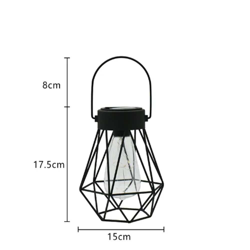 Luzes solares ao ar livre, iluminação impermeável do jardim, lâmpada do caminho com alça, lanterna suspensa geométrica para pátio e quintal