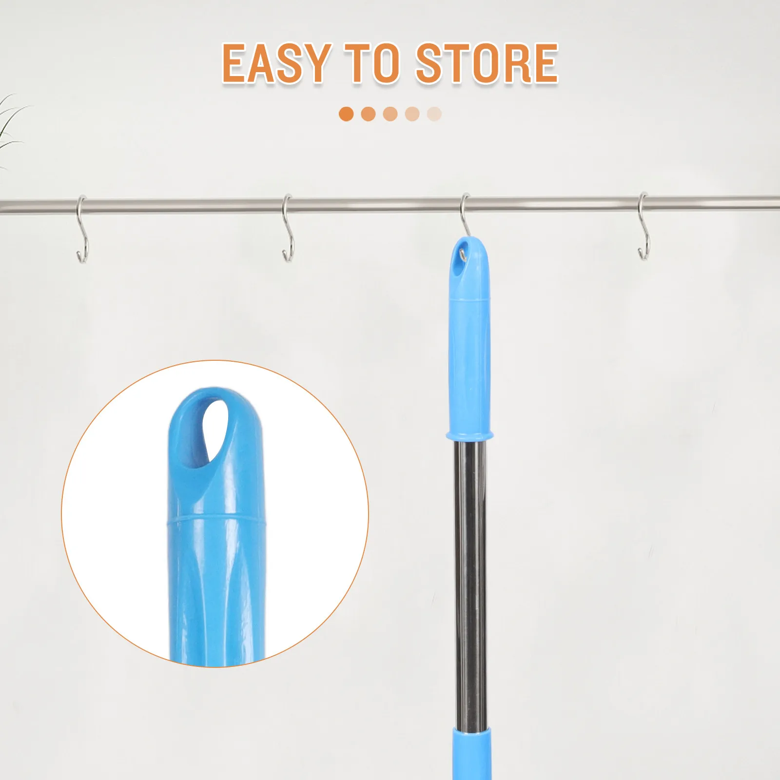 

Telescopic Rotating Mop Rod Stainless Steel Heavy-Duty Reinforced Thickened Khaki Handle with Plastic Tray for All Floor Types
