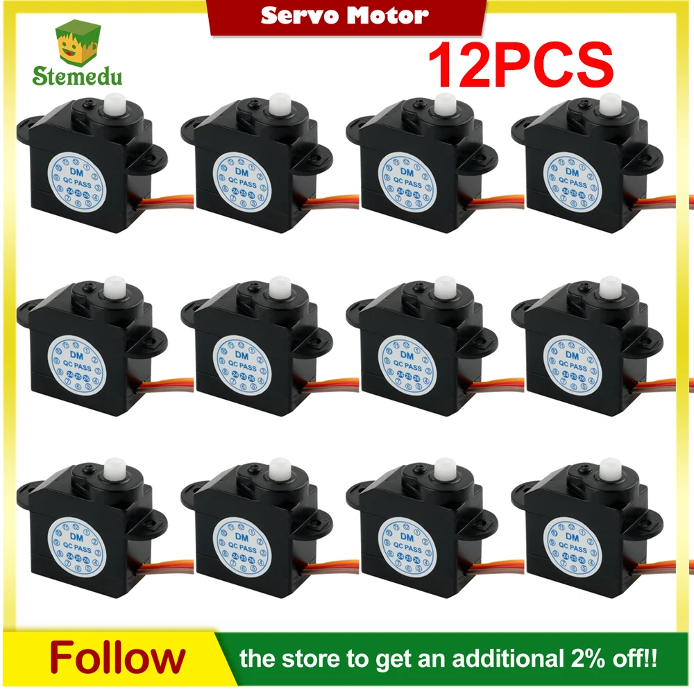 

12pcs 2.1g RC Ultra-Micro Servo 2g Sub Mini Digital Servo with JR Connector 180 Degree DM-S0020 4.8V-6V for RC Hobby Parts