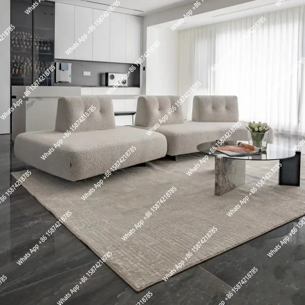 Wabi Sand Cream Style Small Apartment Straight Row Double Sided No Armrest Backrest Casual Fat Croissant Design Prado Sofa X