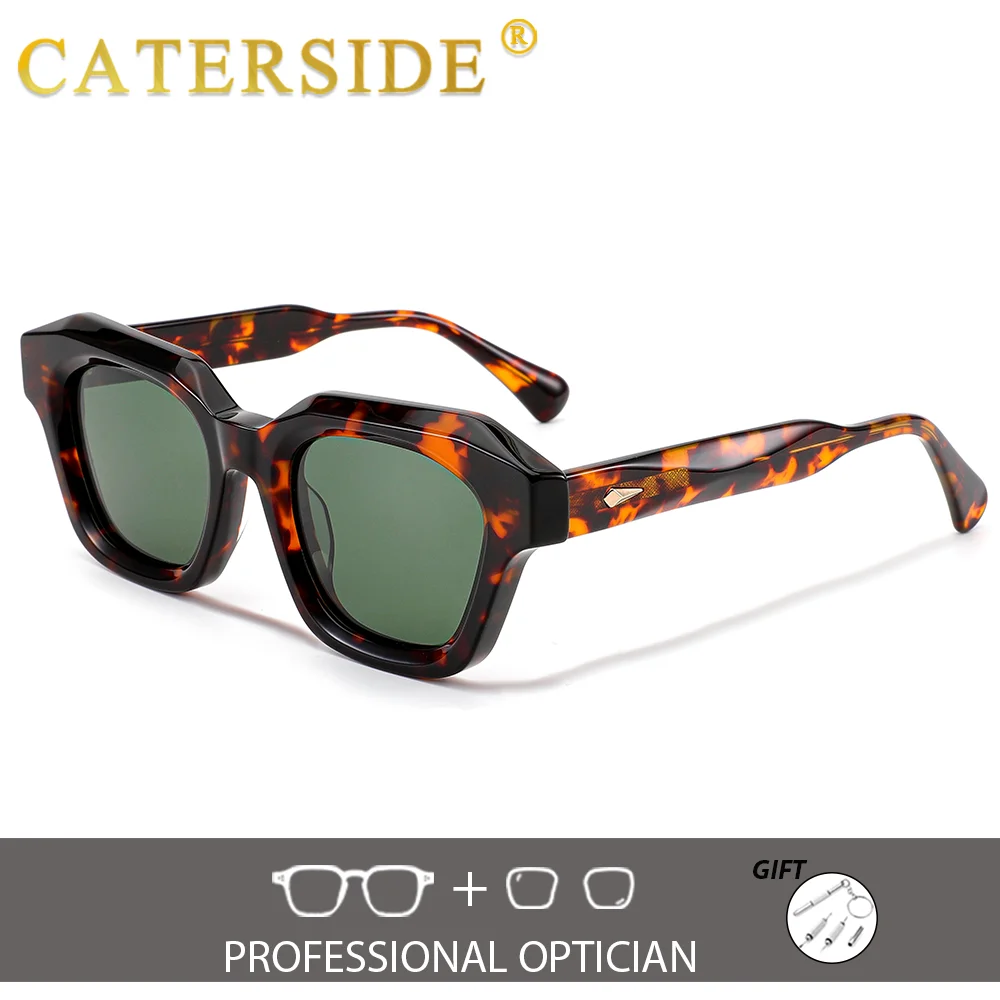 CATERSIDE nouveaux hommes lunettes de soleil optiques acétate cadre personnalisation lentille carrée lunettes de Prescription en plein air myopie lunettes UV400