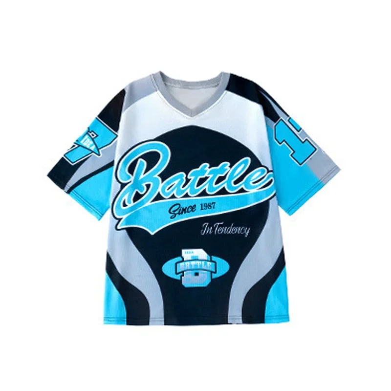 夏子供ルーズブルー Tシャツパンツ黒ショーツ男の子ヒップホップ衣装モダンジャズダンス衣装女の子 Kpop パフォーマンス着用