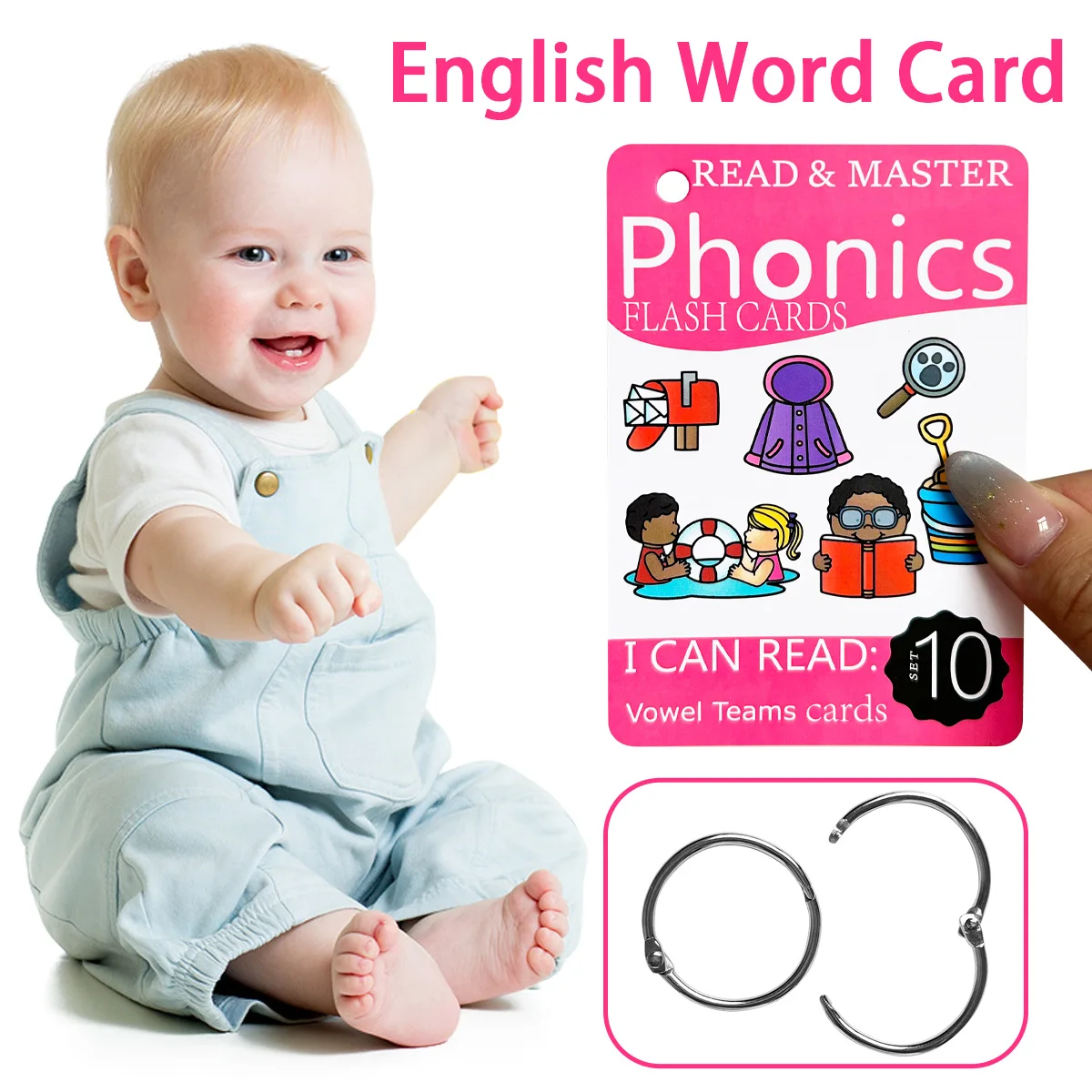 Montessori English Phonics Learning Cards Kindergarten Educational  for Children Teacher Teaching Aid Flashcards