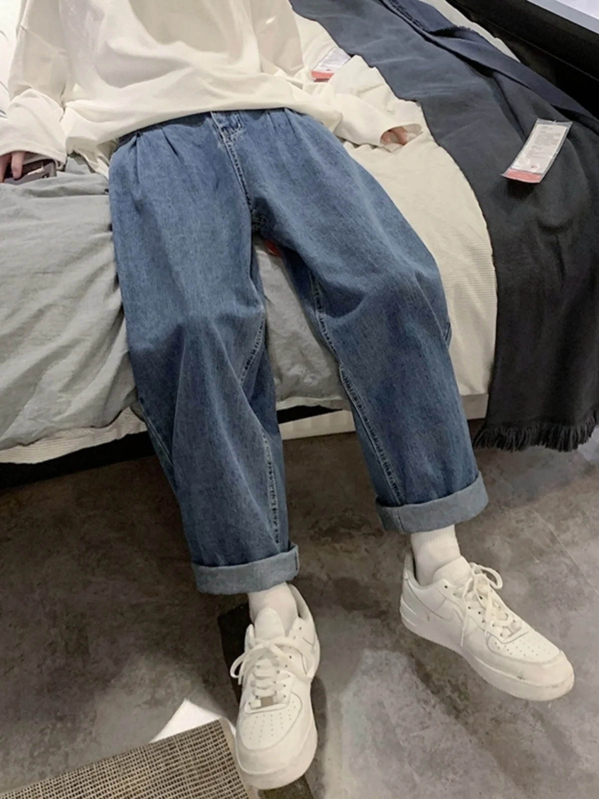 High Waist Slim Fit Straight Leg Denim Jeans Women's Student Vintage Versatile Long Pants Spring Autumn High Waist Skinny Jeans